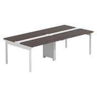 【軒先渡し】LASHデスク フォーレッグホール脚 幅2400×奥行1200×高さ720mm ダークアッシュ天板/ホワイト脚 1台（直送品）