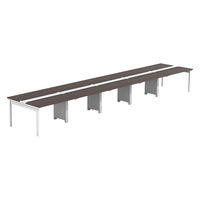 【軒先渡し】LASHデスク フォーレッグホール脚 幅6000×奥行1200×高さ720mm ダークアッシュ天板/ホワイト脚 1台（直送品）