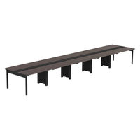 【軒先渡し】LASHデスク フォーレッグホール脚 幅6000×奥行1200×高さ720mm ダークアッシュ天板/ブラック脚 1台（直送品）