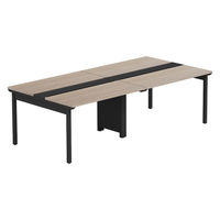 【軒先渡し】LASHデスク フォーレッグホール脚 幅2400×奥行1200×高さ720mm オーク天板/ブラック脚 1台（直送品）