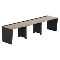 【軒先渡し】LASHデスク ベンチハーフ脚 幅3000×奥行700×高さ720mm オーク天板/ブラック脚 1台（直送品）