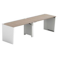 【軒先渡し】LASHデスク ベンチハーフ脚 幅2400×奥行700×高さ720mm オーク天板/ホワイト脚 1台（直送品）