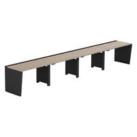 【軒先渡し】LASHデスク ベンチハーフ脚 幅4800×奥行700×高さ720mm オーク天板/ブラック脚 1台（直送品）