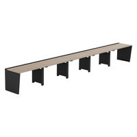 【軒先渡し】LASHデスク ベンチハーフ脚 幅6000×奥行700×高さ720mm オーク天板/ブラック脚 1台（直送品）