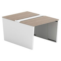 【軒先渡し】LASHデスク ベンチホール脚 幅1000×奥行1400×高さ720mm オーク天板/ホワイト脚 1台（直送品）