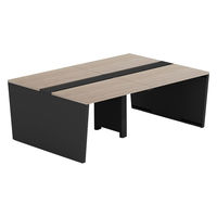 【軒先渡し】LASHデスク ベンチホール脚 幅2000×奥行1400×高さ720mm オーク天板/ブラック脚 1台（直送品）