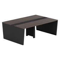 【軒先渡し】LASHデスク ベンチホール脚 幅2000×奥行1400×高さ720mm ダークアッシュ天板/ブラック脚 1台（直送品）