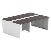 【軒先渡し】LASHデスク ベンチホール脚 幅2000×奥行1400×高さ720mm ダークアッシュ天板/ホワイト脚 1台（直送品）