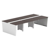 【軒先渡し】LASHデスク ベンチホール脚 幅3000×奥行1400×高さ720mm ダークアッシュ天板/ホワイト脚 1台（直送品）