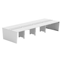 【軒先渡し】LASHデスク ベンチホール脚 幅4000×奥行1400×高さ720mm ホワイト天板/ホワイト脚 1台（直送品）