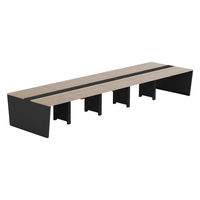 【軒先渡し】LASHデスク ベンチホール脚 幅5000×奥行1400×高さ720mm オーク天板/ブラック脚 1台（直送品）