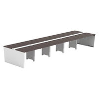 【軒先渡し】LASHデスク ベンチホール脚 幅5000×奥行1400×高さ720mm ダークアッシュ天板/ホワイト脚 1台（直送品）