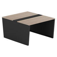 【軒先渡し】LASHデスク ベンチホール脚 幅1200×奥行1400×高さ720mm オーク天板/ブラック脚 1台（直送品）