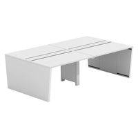 【軒先渡し】LASHデスク ベンチホール脚 幅2400×奥行1400×高さ720mm ホワイト天板/ホワイト脚 1台（直送品）