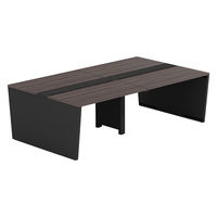 【軒先渡し】LASHデスク ベンチホール脚 幅2400×奥行1400×高さ720mm ダークアッシュ天板/ブラック脚 1台（直送品）