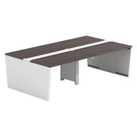 【軒先渡し】LASHデスク ベンチホール脚 幅2400×奥行1400×高さ720mm ダークアッシュ天板/ホワイト脚 1台（直送品）