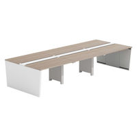 【軒先渡し】LASHデスク ベンチホール脚 幅3600×奥行1400×高さ720mm オーク天板/ホワイト脚 1台（直送品）