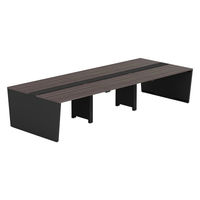 【軒先渡し】LASHデスク ベンチホール脚 幅3600×奥行1400×高さ720mm ダークアッシュ天板/ブラック脚 1台（直送品）