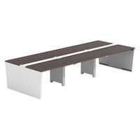 【軒先渡し】LASHデスク ベンチホール脚 幅3600×奥行1400×高さ720mm ダークアッシュ天板/ホワイト脚 1台（直送品）