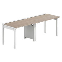 【軒先渡し】LASHデスク フォーレッグハーフ脚 幅2000×奥行700×高さ720mm オーク天板/ホワイト脚 1台（直送品）