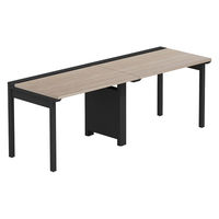 【軒先渡し】LASHデスク フォーレッグハーフ脚 幅2000×奥行700×高さ720mm オーク天板/ブラック脚 1台（直送品）