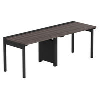 【軒先渡し】LASHデスク フォーレッグハーフ脚 幅2000×奥行700×高さ720mm ダークアッシュ天板/ブラック脚 1台（直送品）