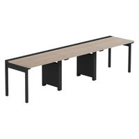 【軒先渡し】LASHデスク フォーレッグハーフ脚 幅3000×奥行700×高さ720mm オーク天板/ブラック脚 1台（直送品）