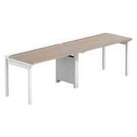 【軒先渡し】LASHデスク フォーレッグハーフ脚 幅2400×奥行700×高さ720mm オーク天板/ホワイト脚 1台（直送品）