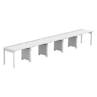 【軒先渡し】LASHデスク フォーレッグハーフ脚 幅5000×奥行700×高さ720mm ホワイト天板/ホワイト脚 1台（直送品）