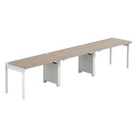 【軒先渡し】LASHデスク フォーレッグハーフ脚 幅3600×奥行700×高さ720mm オーク天板/ホワイト脚 1台（直送品）