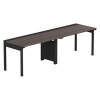 【軒先渡し】LASHデスク フォーレッグハーフ脚 幅2400×奥行700×高さ720mm ダークアッシュ天板/ブラック脚 1台（直送品）