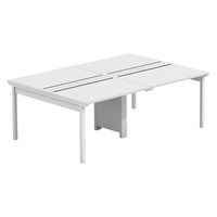 【軒先渡し】LASHデスク フォーレッグホール脚 幅2000×奥行1400×高さ720mm ホワイト天板/ホワイト脚 1台（直送品）