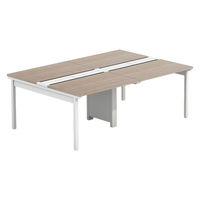 【軒先渡し】LASHデスク フォーレッグホール脚 幅2000×奥行1400×高さ720mm オーク天板/ホワイト脚 1台（直送品）