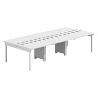 【軒先渡し】LASHデスク フォーレッグホール脚 幅3000×奥行1400×高さ720mm ホワイト天板/ホワイト脚 1台（直送品）