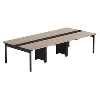 【軒先渡し】LASHデスク フォーレッグホール脚 幅3000×奥行1400×高さ720mm オーク天板/ブラック脚 1台（直送品）