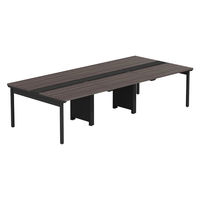 【軒先渡し】LASHデスク フォーレッグホール脚 幅3000×奥行1400×高さ720mm ダークアッシュ天板/ブラック脚 1台（直送品）