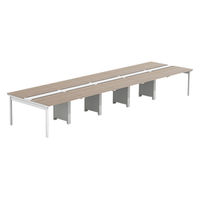 【軒先渡し】LASHデスク フォーレッグホール脚 幅5000×奥行1400×高さ720mm オーク天板/ホワイト脚 1台（直送品）