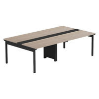 【軒先渡し】LASHデスク フォーレッグホール脚 幅2400×奥行1400×高さ720mm オーク天板/ブラック脚 1台（直送品）