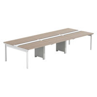 【軒先渡し】LASHデスク フォーレッグホール脚 幅3600×奥行1400×高さ720mm オーク天板/ホワイト脚 1台（直送品）