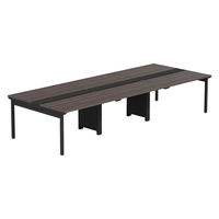 【軒先渡し】LASHデスク フォーレッグホール脚 幅3600×奥行1400×高さ720mm ダークアッシュ天板/ブラック脚 1台（直送品）