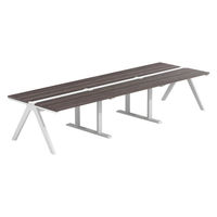 【軒先渡し】LASHデスク ラッシュホールレッグ 幅3600×奥行1200×高さ720mm ダークアッシュ天板/ホワイト脚 1台（直送品）