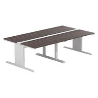 【軒先渡し】LASHデスク ティーレッグホール 幅2400×奥行1400×高さ720mm ダークアッシュ天板/ホワイト脚 1台（直送品）