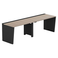 【軒先渡し】LASHデスク ベンチハーフ脚 幅2400×奥行700×高さ720mm オーク天板/ブラック脚 1台（直送品）