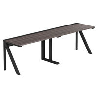 【軒先渡し】LASHデスク ラッシュハーフレッグ 幅2400×奥行600×高さ720mm ダークアッシュ天板/ブラック脚 1台（直送品）