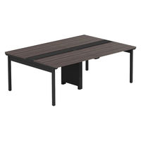 【軒先渡し】LASHデスク フォーレッグホール脚 幅2000×奥行1400×高さ720mm ダークアッシュ天板/ブラック脚 1台（直送品）