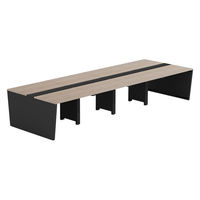 【軒先渡し】LASHデスク ベンチホール脚 幅4000×奥行1400×高さ720mm オーク天板/ブラック脚 1台（直送品）