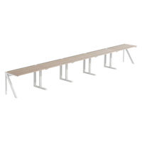 【軒先渡し】LASHデスク ラッシュハーフレッグ 幅6000×奥行600×高さ720mm オーク天板/ホワイト脚 1台（直送品）