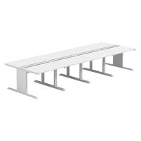 【軒先渡し】LASHデスク ティーレッグホール 幅4000×奥行1400×高さ720mm ホワイト天板/ホワイト脚 1台（直送品）