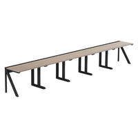 【軒先渡し】LASHデスク ラッシュハーフレッグ 幅5000×奥行600×高さ720mm オーク天板/ブラック脚 1台（直送品）