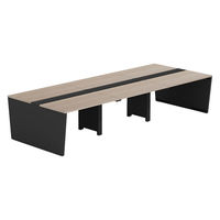 【軒先渡し】LASHデスク ベンチホール脚 幅3600×奥行1400×高さ720mm オーク天板/ブラック脚 1台（直送品）